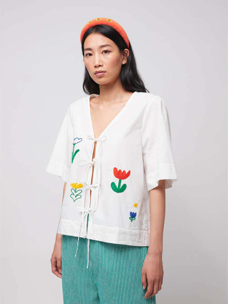 Bobo Choses Garden Embroidery Tie Blouse Bobo Choses Garden Embroidery Tie Blouse