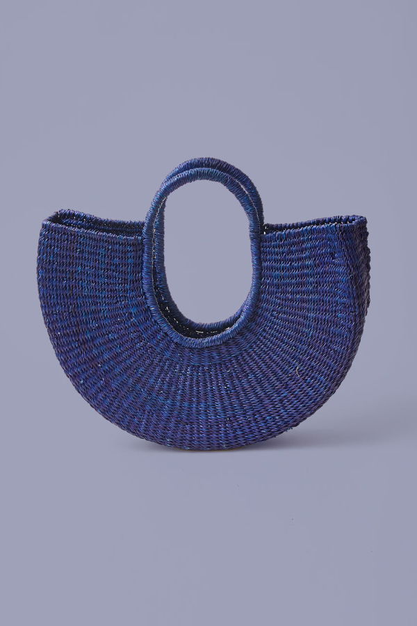 Indego Africa Anyo Half Moon Bag - Blue/Natural