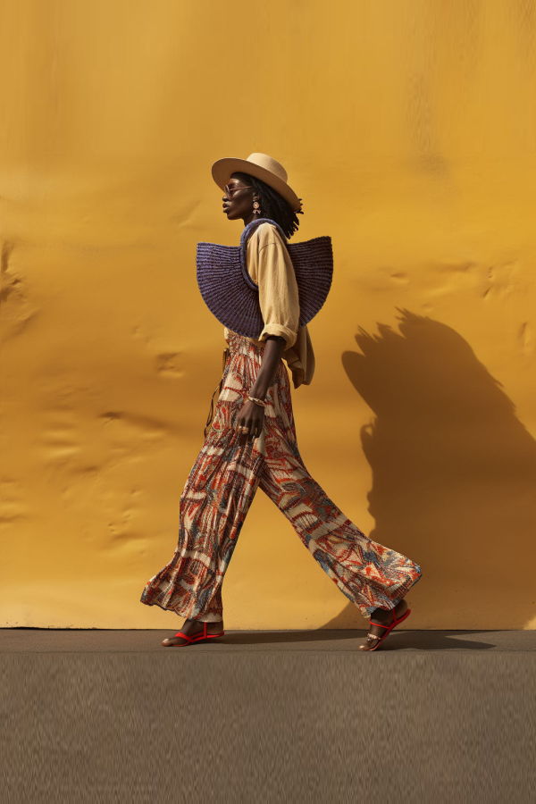 Indego Africa Anyo Half Moon Bag - Blue/Natural