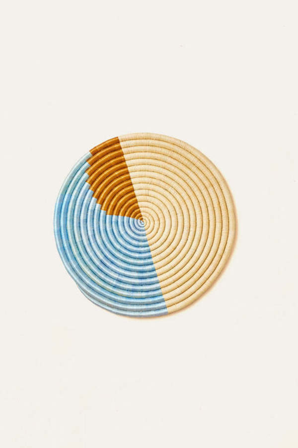 Indego Africa Form Platter - Light Blue/Bronze/Natural