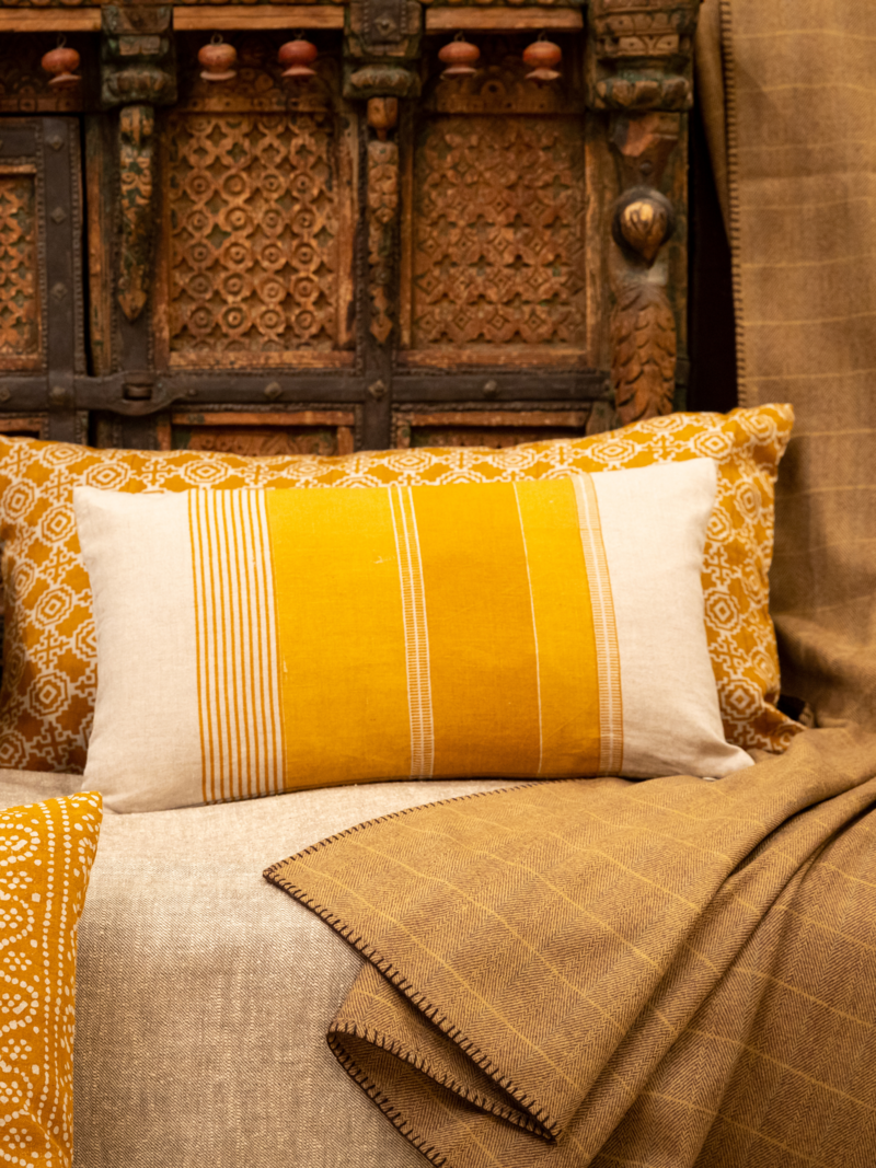 Alamwar Tulum Stripe Pillow Cover - Ochre