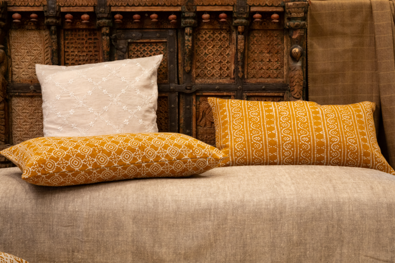 Alamwar Tulum Stripe Pillow Cover - Ochre