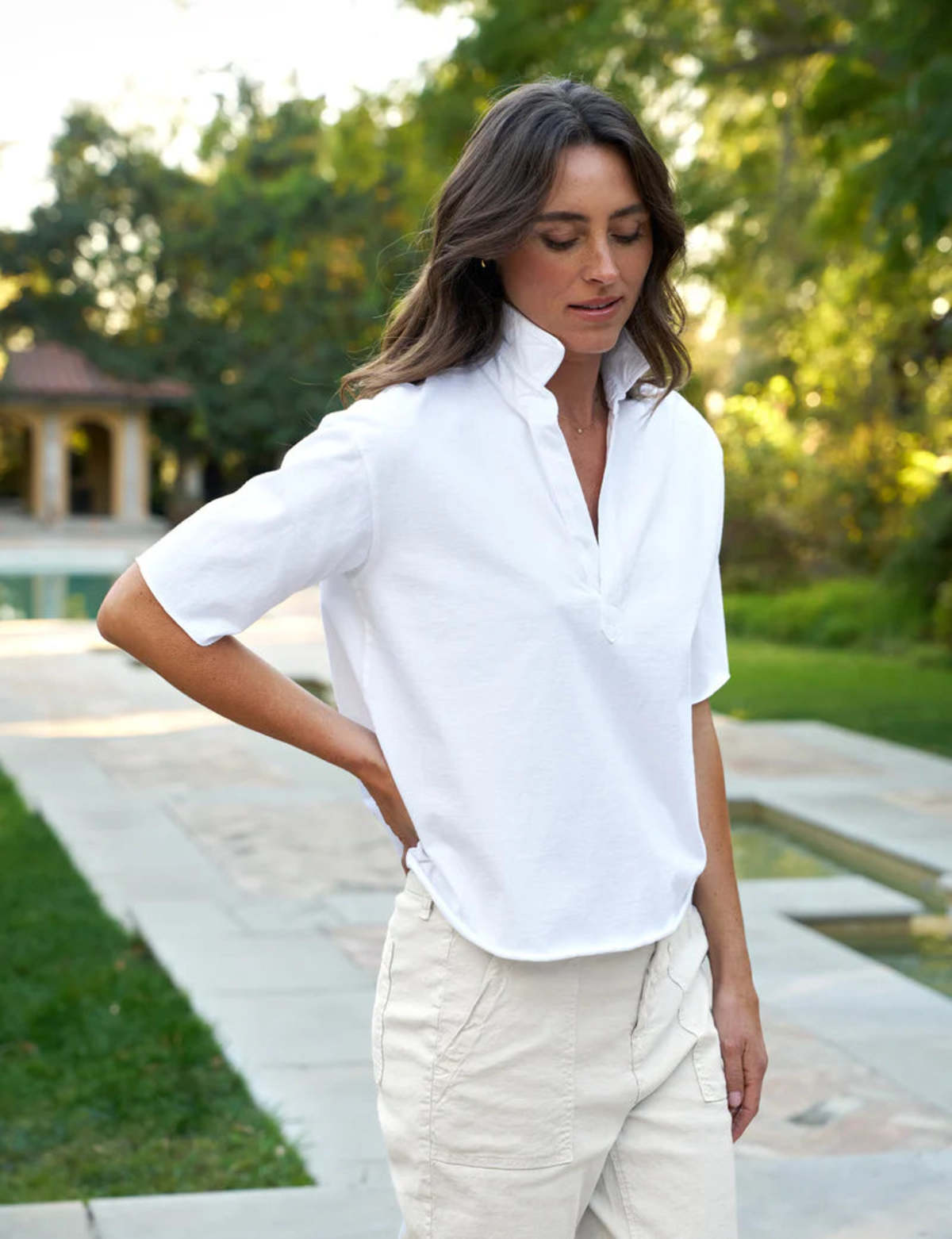 Frank & Eileen Patty Popover Henley - White - Image 2 of 5
