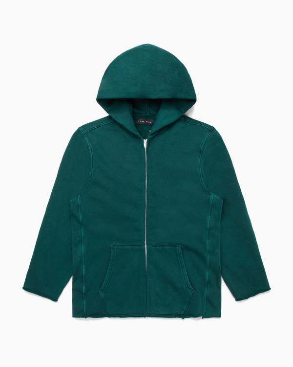 Les Tien Raw Zip Hoodie - Emerald Les Tien Raw Zip Hoodie - Emerald