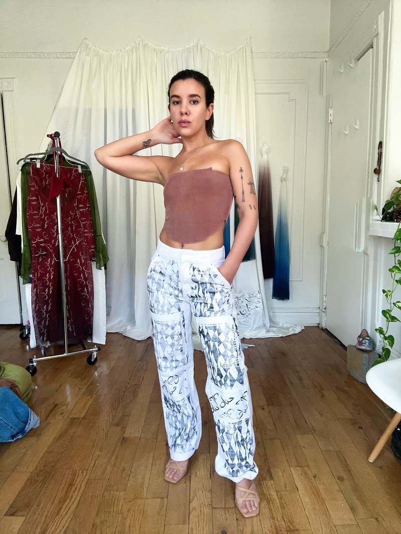 Hanan Sharifa Up-cycled Cargo Denim Pants