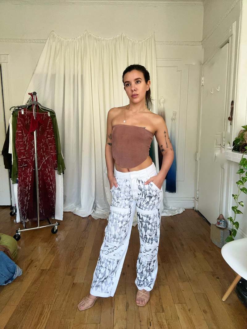 Hanan Sharifa Up-cycled Cargo Denim Pants