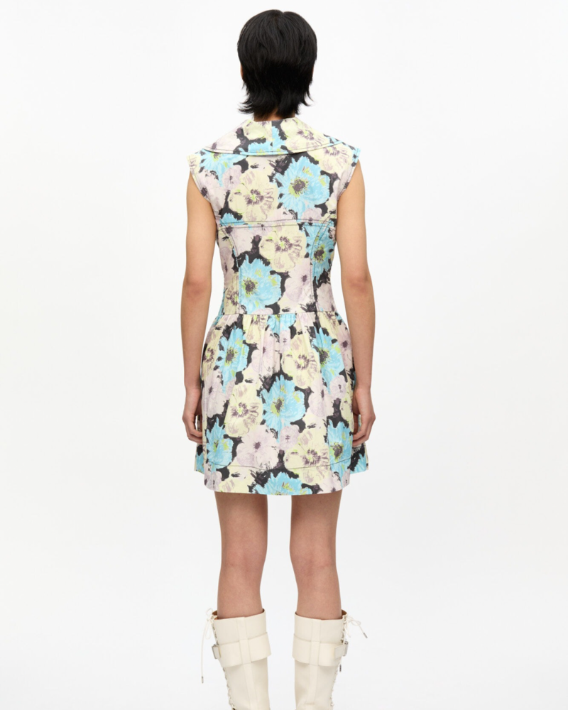【送料&関税込】Ganni Printed ette Mini Dress NWT GANNI Printed Cotton Mini Dress Sz 36/4 Organic Cotton