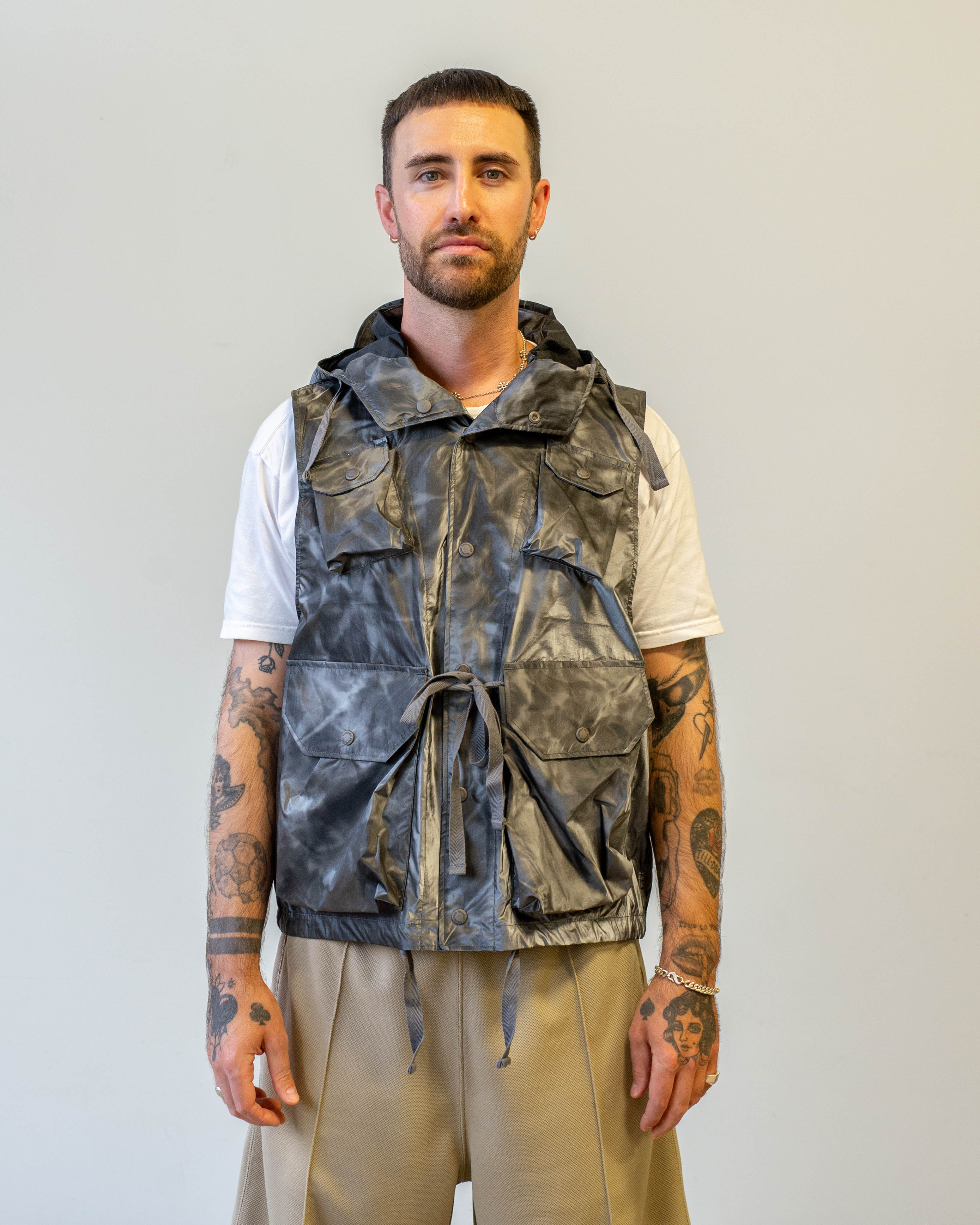 Engineered Garments Field Vest - Silver Nylon Shadow Print