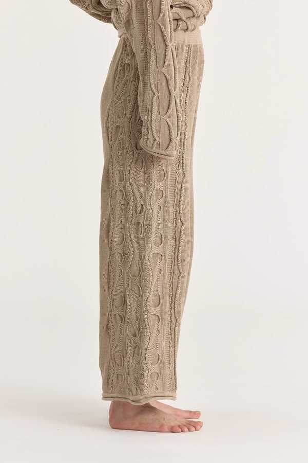 Black Crane Cable Knit Pants - Taupe