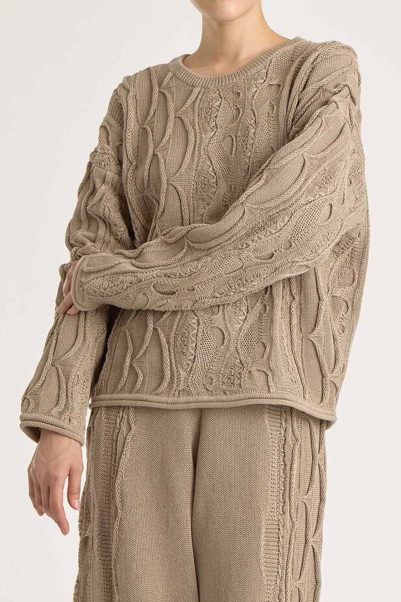 Black Crane Cable Summer Knit - Taupe Black Crane Cable Summer Knit - Taupe