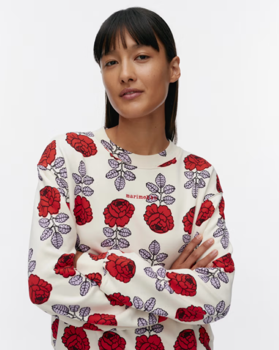 【marimekko】Hiutale Vihkiruusu  スウェット Marimekko Fashion 🇫🇮 Vihkiruusu Collection – Fall Winter 2025