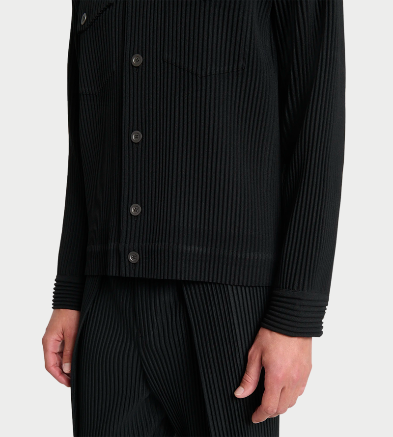 Issey Miyake Wool-like Pleated Jacket - Black