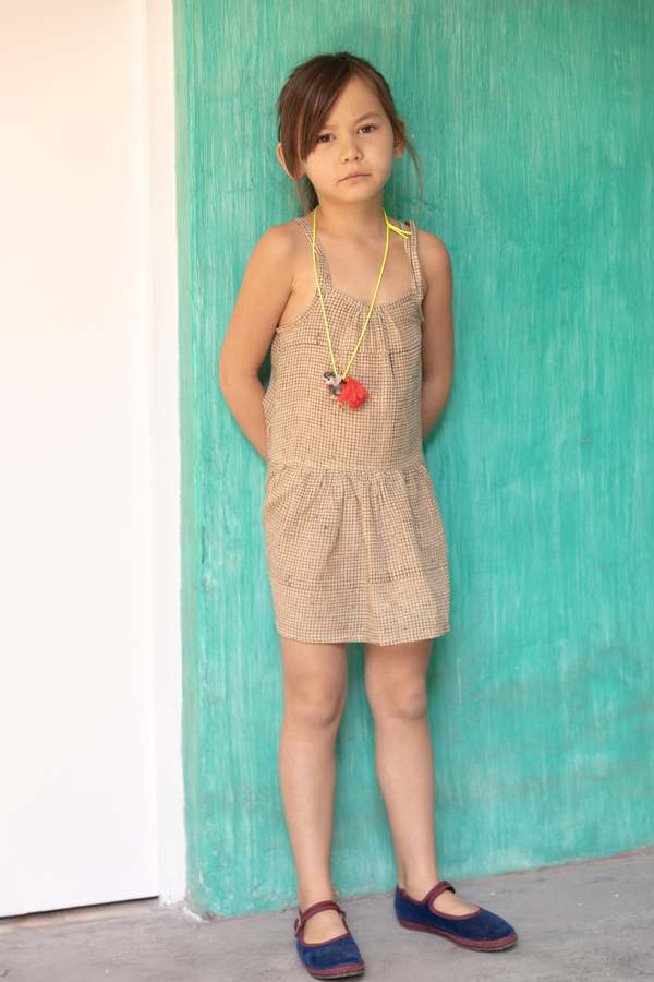 KIDS World of Crow Honey Check Dress - Grey/White