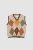 Vintage Argyle Knit Vest - Sunlight Yellow - Thumbnail 1