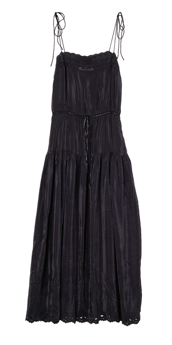 Ciao Lucia Petra Embroidered Satin Dress - Black | Garmentory