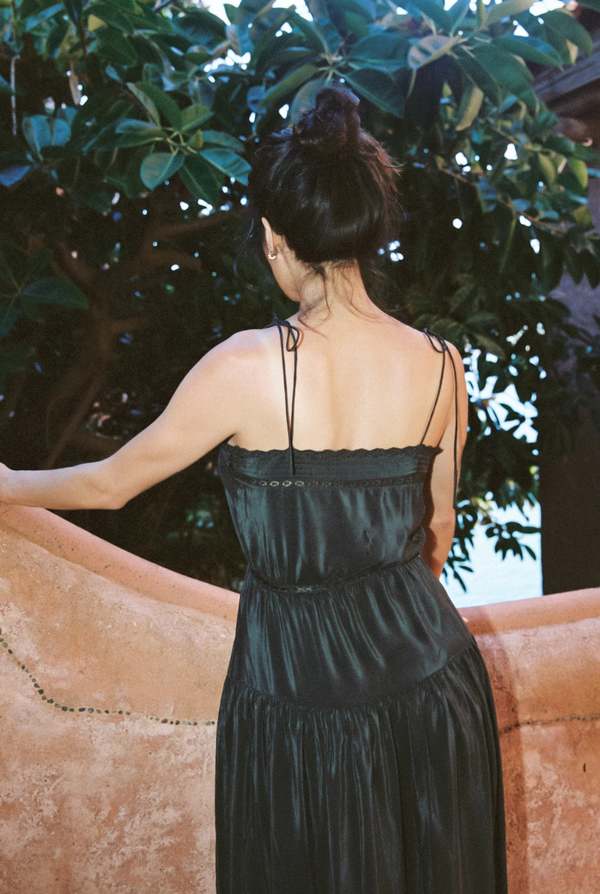 Ciao Lucia Petra Embroidered Satin Dress - Black