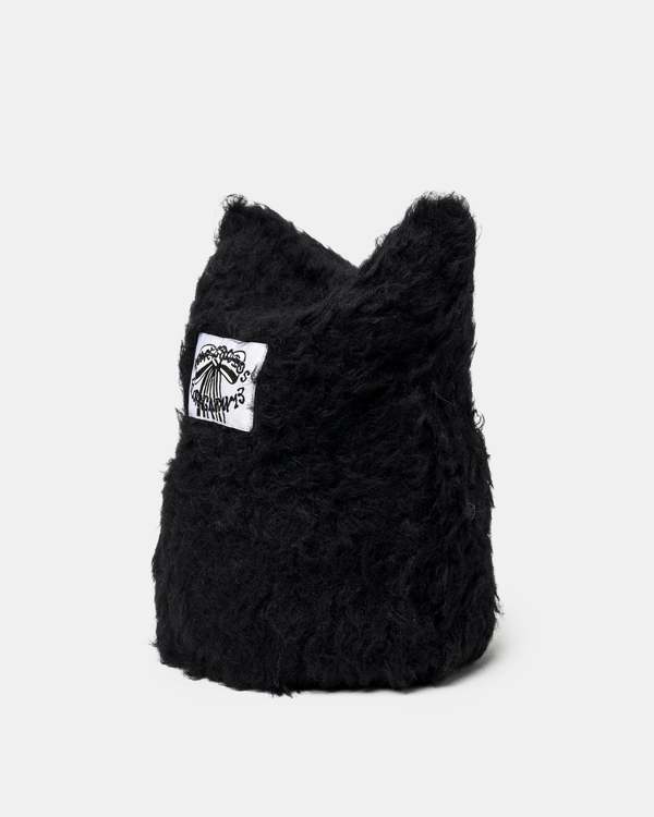 Acne Studios Fluffy Square Beanie - Black | Garmentory display picture 3
