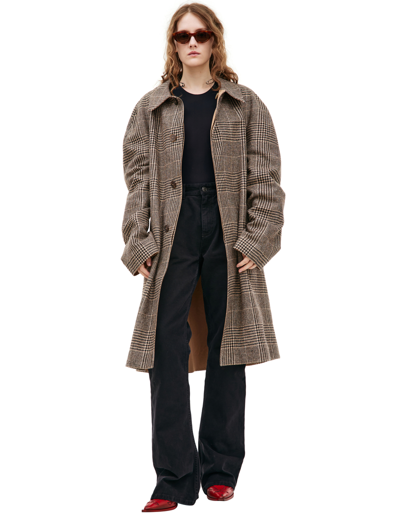 Maison Margiela Double-sided Plaid Coat - Beige | Garmentory