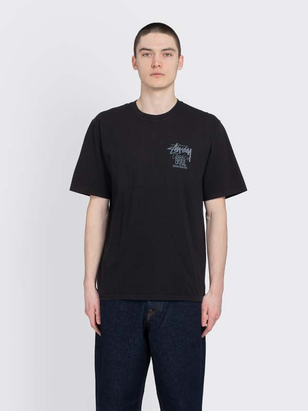 Stussy Classic Gear Pigment Dyed Tee - Black | Garmentory