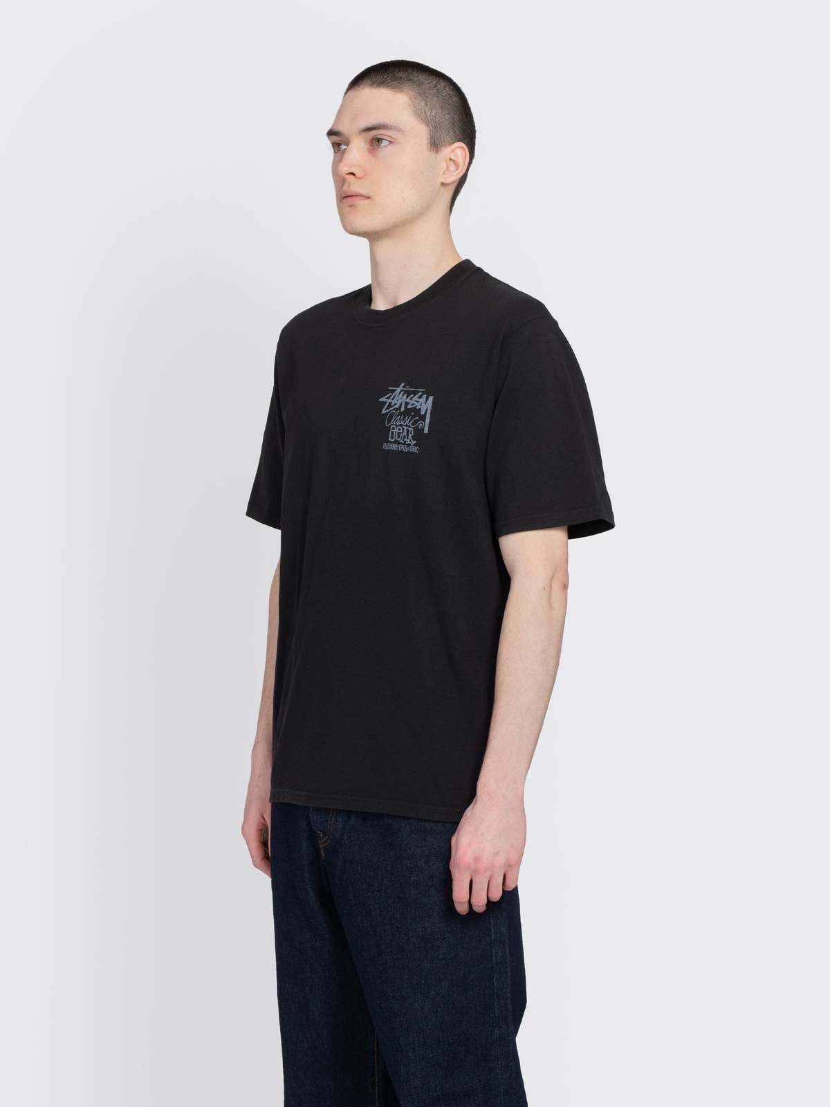 Stussy Classic Gear Pigment Dyed Tee - Black | Garmentory
