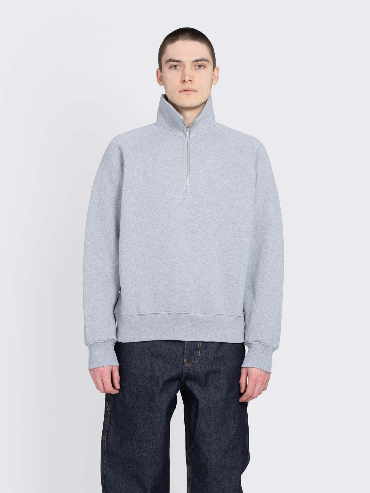 Stussy Fleece Raglan Zip Mock - Grey Heather | Garmentory