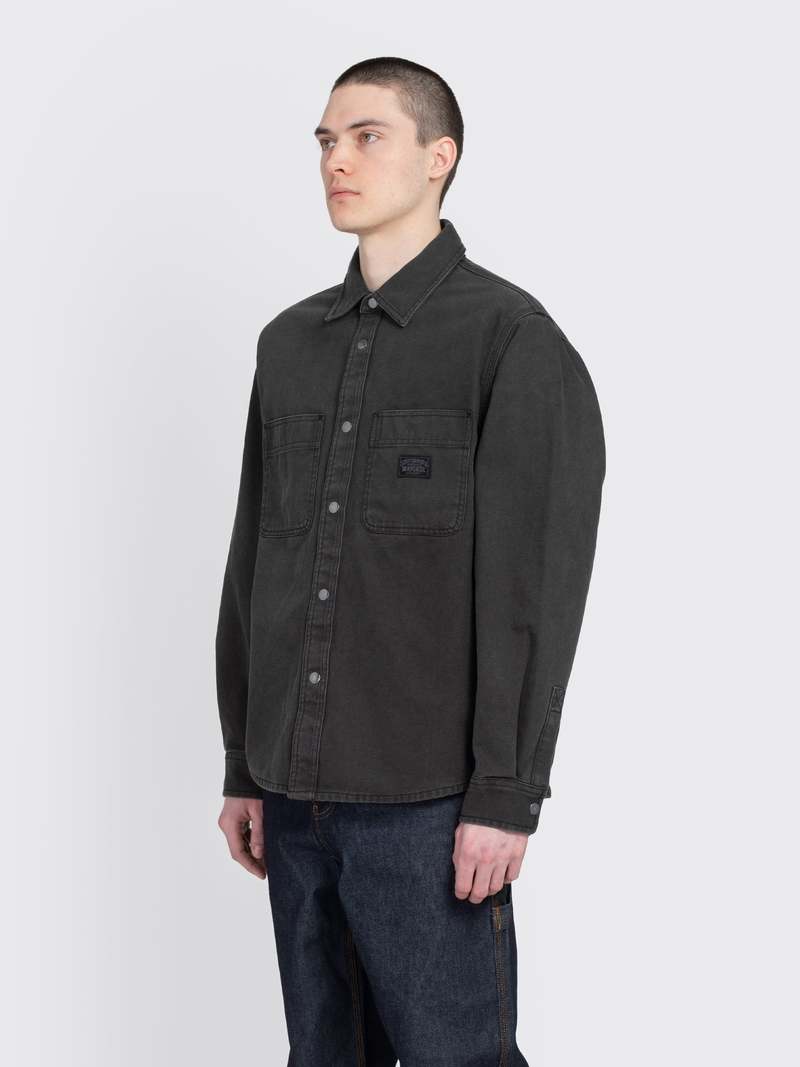 Stussy Heavy Washed Canvas Shirt - Black | Garmentory