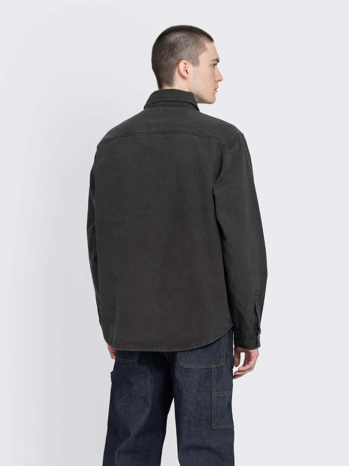 Stussy Heavy Washed Canvas Shirt - Black | Garmentory