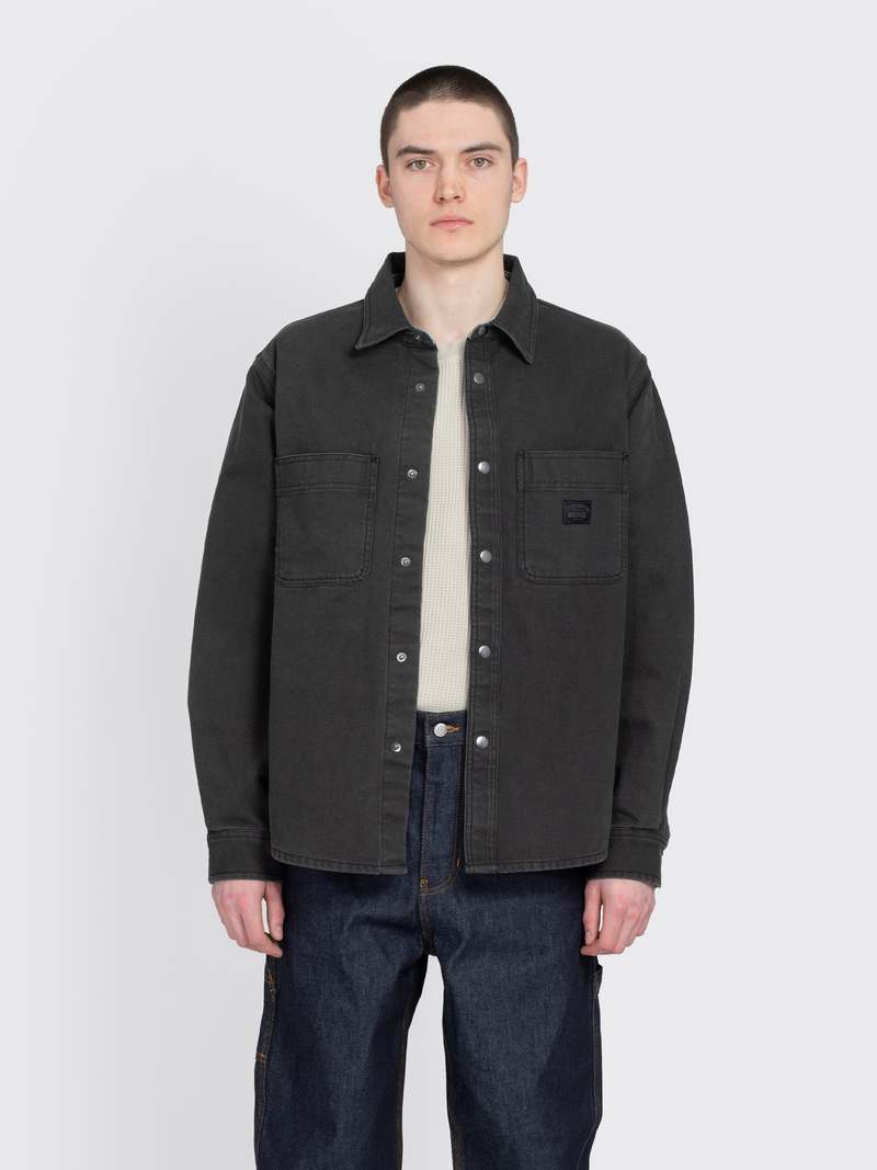 Stussy Heavy Washed Canvas Shirt - Black | Garmentory