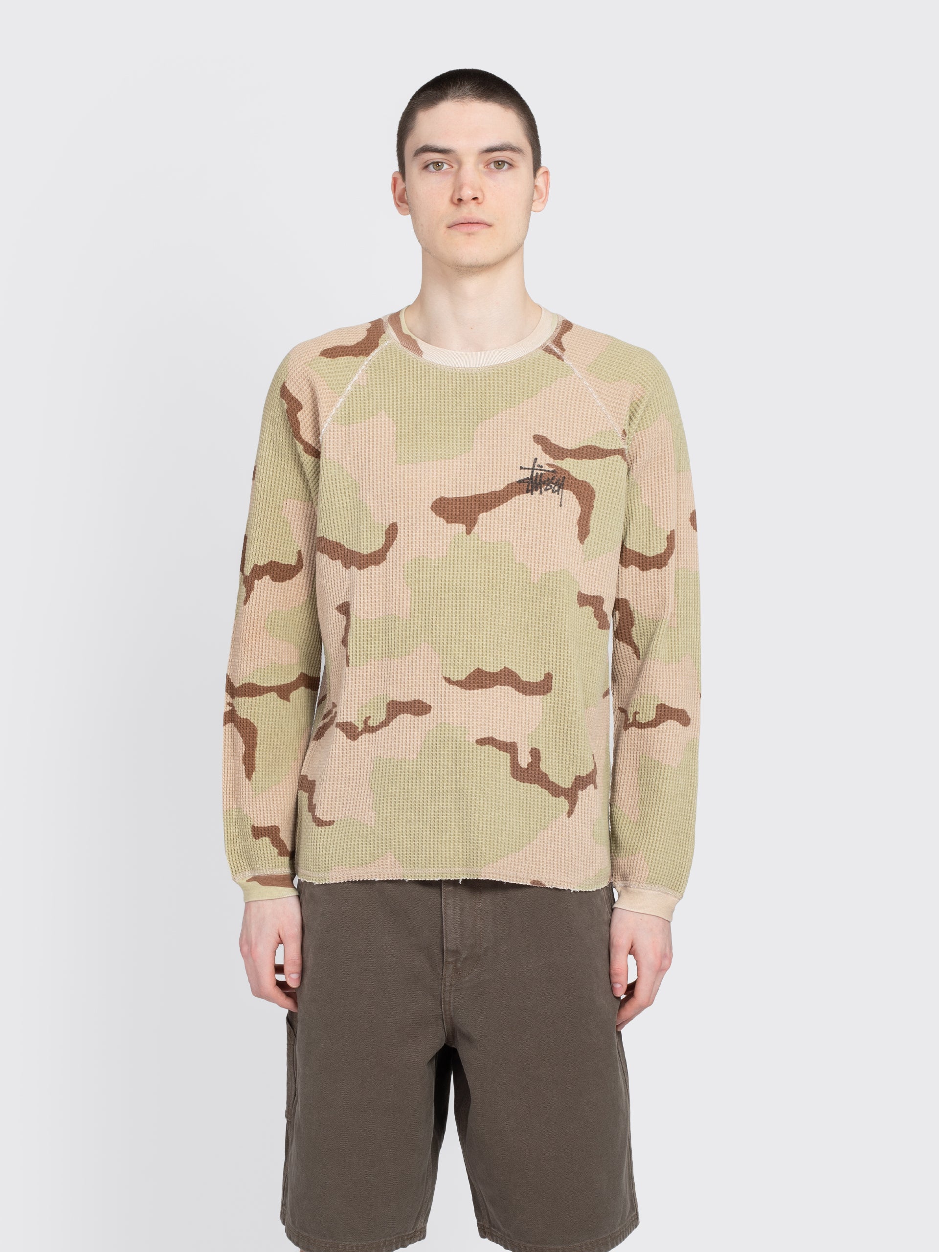 Stussy Raglan Thermal Basic Stock - Sand Camo | Garmentory