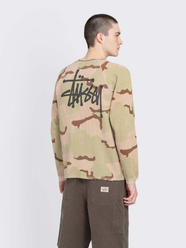 Stussy Raglan Thermal Basic Stock - Sand Camo | Garmentory