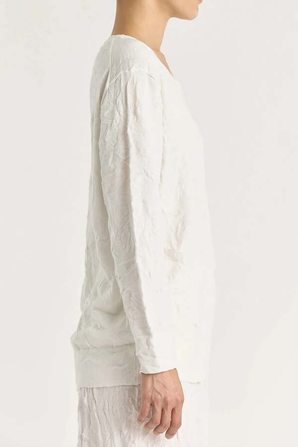 Black Crane Crinkled Knit Top - White Black Crane Crinkled Knit Top - White
