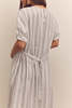 Amente Waist Shirring Midi Dress - Black/White Stripe - Thumbnail 9