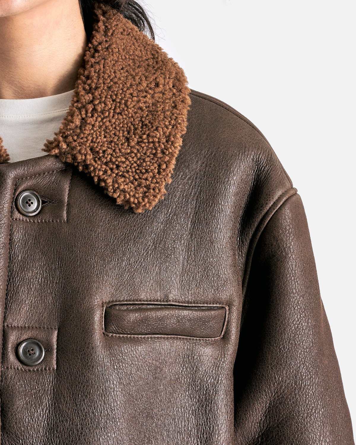 Our Legacy Alaska Jacket - Rustic Grain Brown Shearling | Garmentory