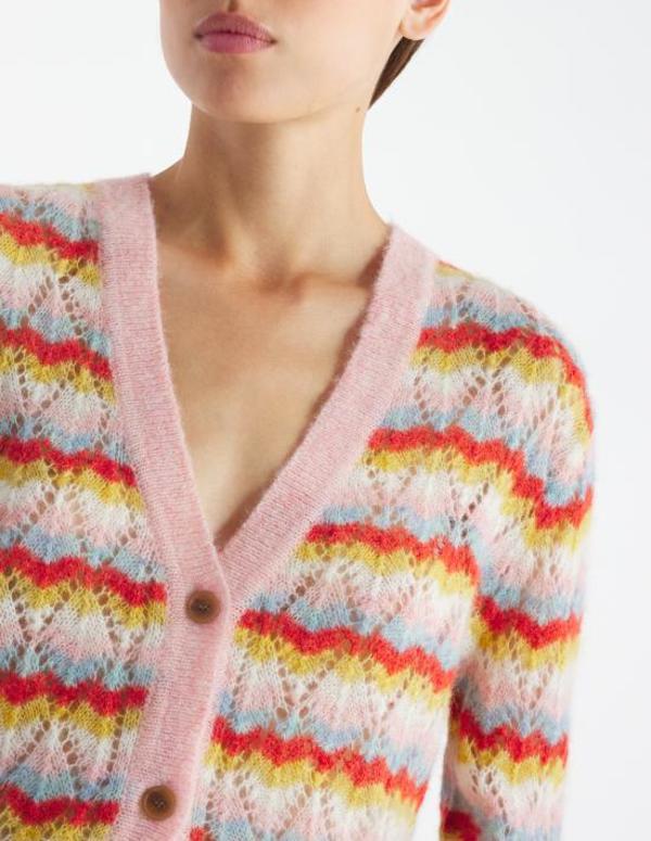 Maison Kitsun Cardigan - Pasture Rose Wild Strawberry