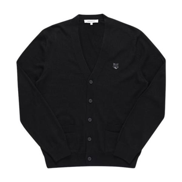 Maison Kitsun V Black Cardigan - Black