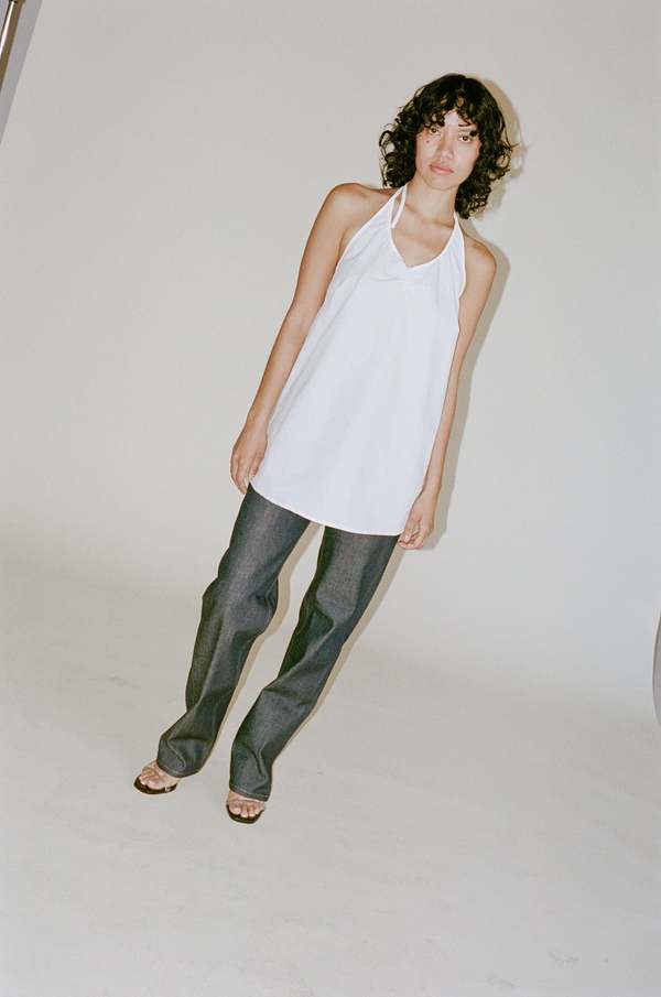 Deiji Studios Round Halter Dress - White on Garmentory
