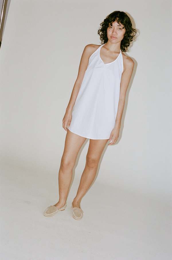 silk halter dress mini Serenity CEA PEARL-BEIGE SILK-SATIN BACKLESS HALTER-NECK MINI DRESS main image 0