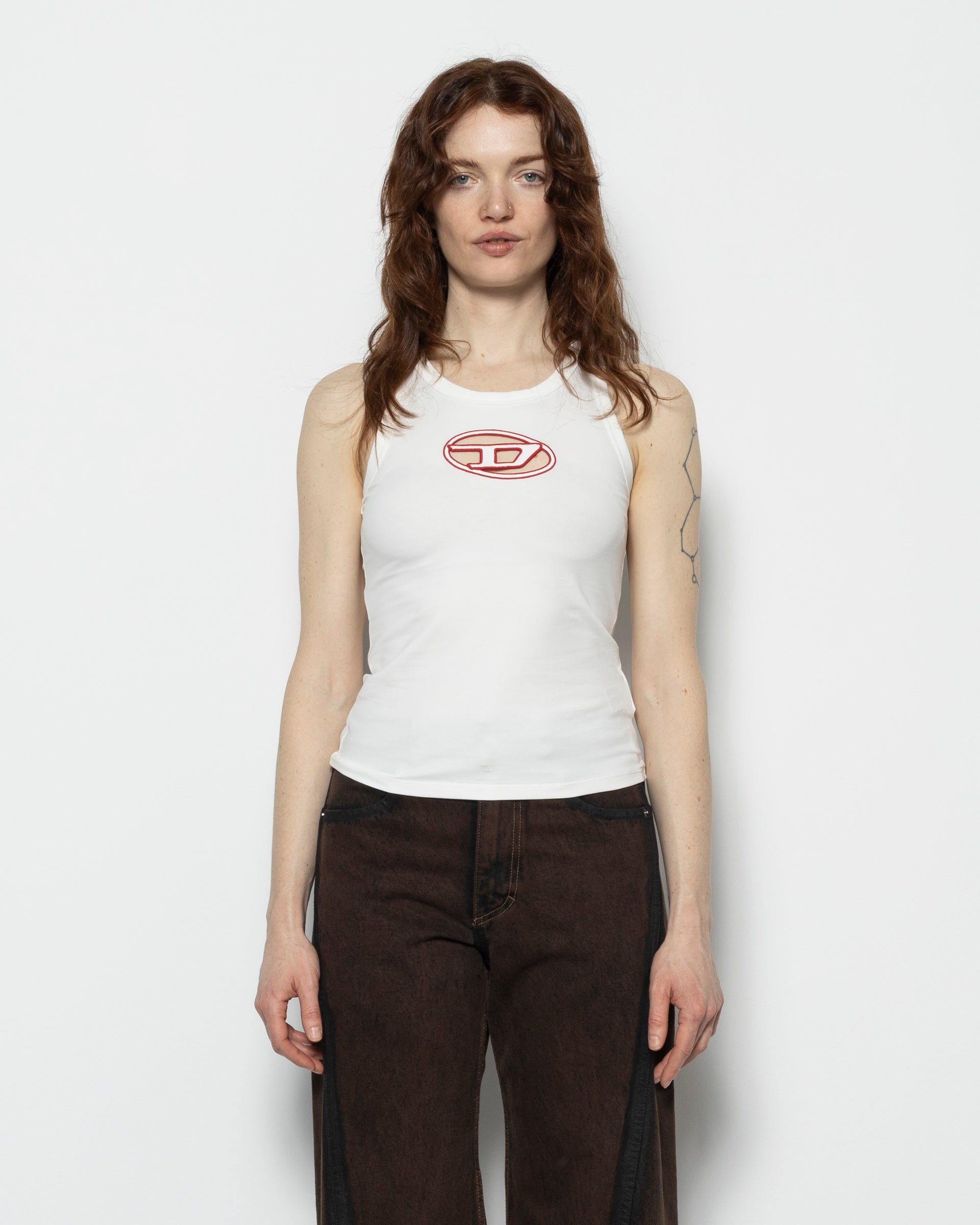 DIESEL T-LYNS OD Tank Top - White/Red | Garmentory