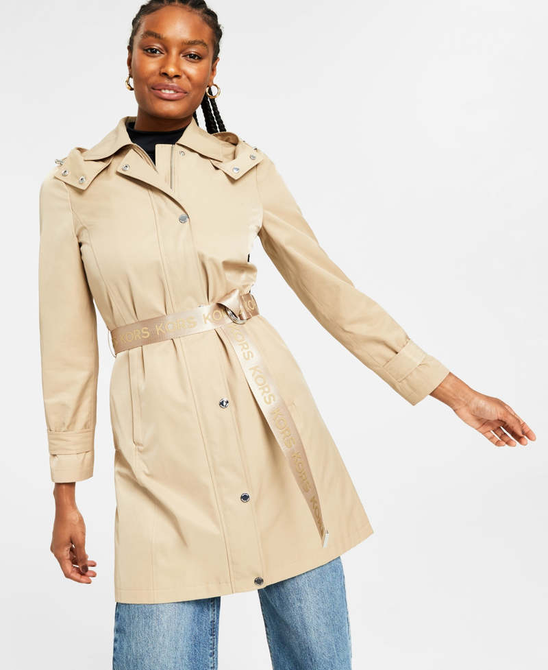 Michael Michael Kors Logo Belted Trench Jacket - Khaki | Garmentory
