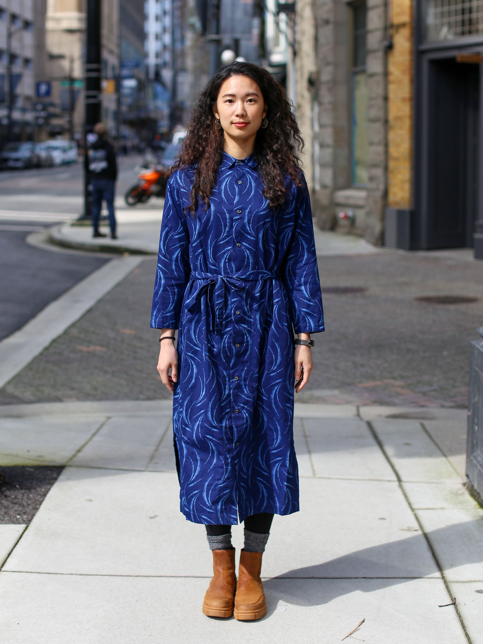 Blue Blue Japan Woven Indigo Mebuki Bassen Shirt Dress - Indigo | Garmentory