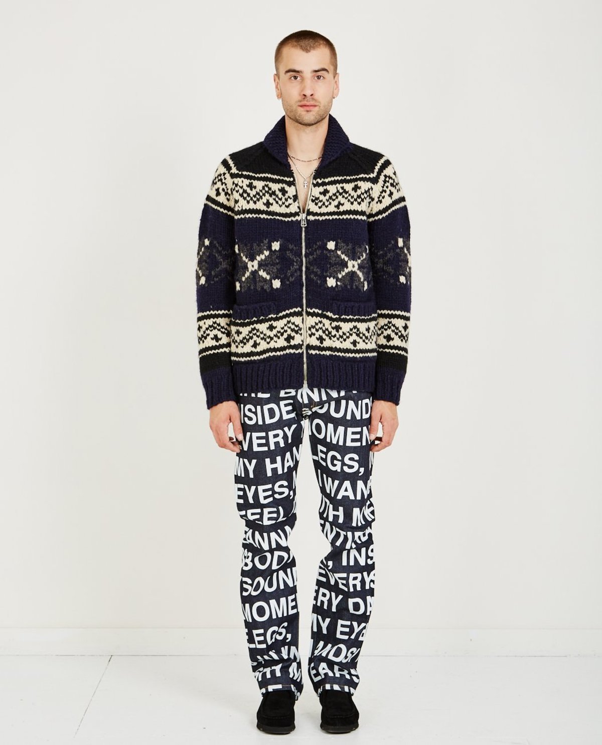 Junya Watanabe Comme des Garçons WOLF COWICHAN CARDIGAN - DARK