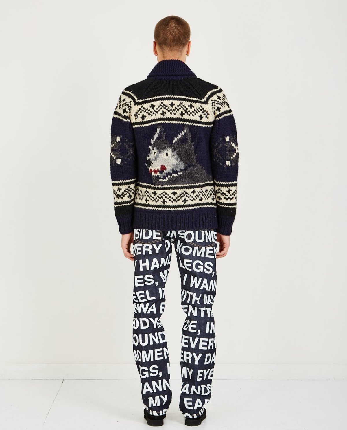 Junya Watanabe Comme des Garçons WOLF COWICHAN CARDIGAN - DARK