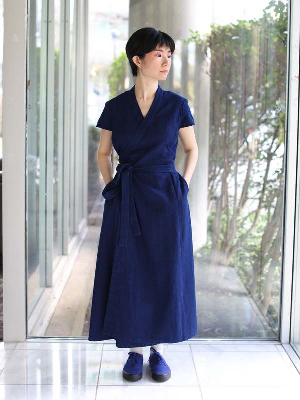 blue blue japan dress Woven Kasezome Sashiko Wrap Traditional Clothing Material Wedding Fashion Karen Millen Petite Compact Color:LATTE/IVORY SHELL