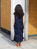 Blue Blue Japan Woven Meyer Lace Slit Neck Dress - Indigo - Thumbnail 4
