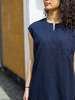 Blue Blue Japan Woven Meyer Lace Slit Neck Dress - Indigo - Thumbnail 8