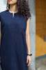 Blue Blue Japan Woven Meyer Lace Slit Neck Dress - Indigo - Thumbnail 9