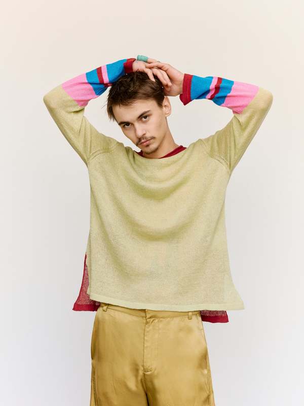 トップス EDWARD CUMING HALF MOON LOOSE SWEATER Edward Cuming Multi Half Moon Loose Sweater - Pistachio