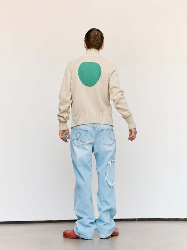 Edward Cuming Chakra Knit Track Jacket - Oat-Green | Garmentory