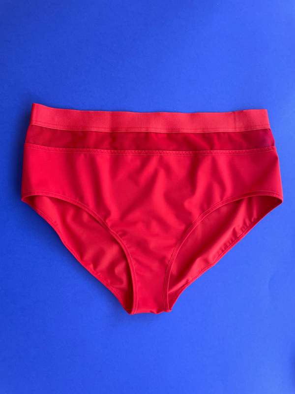La Fille D'o Lotus High Waisted Bikini Bottom - Red