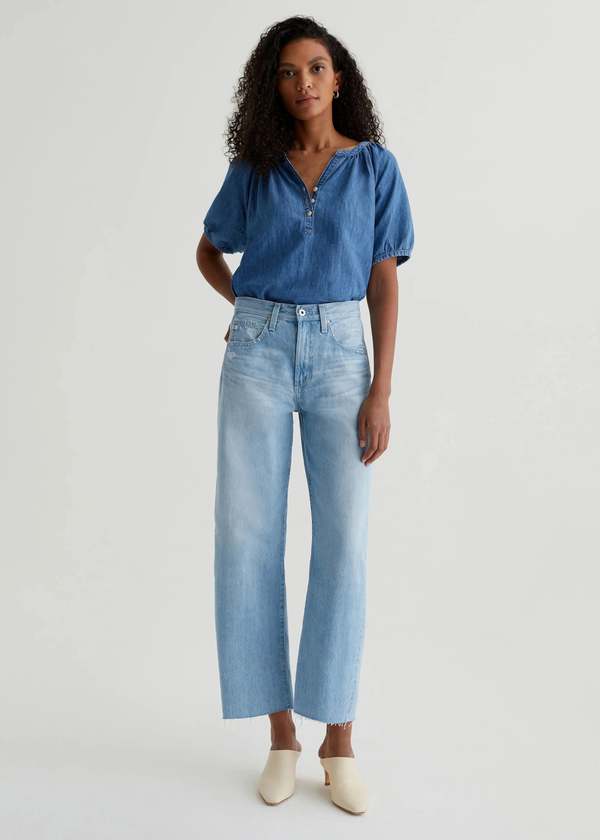 AG Jeans Hattie Crop Barrel Jeans - Light Blue